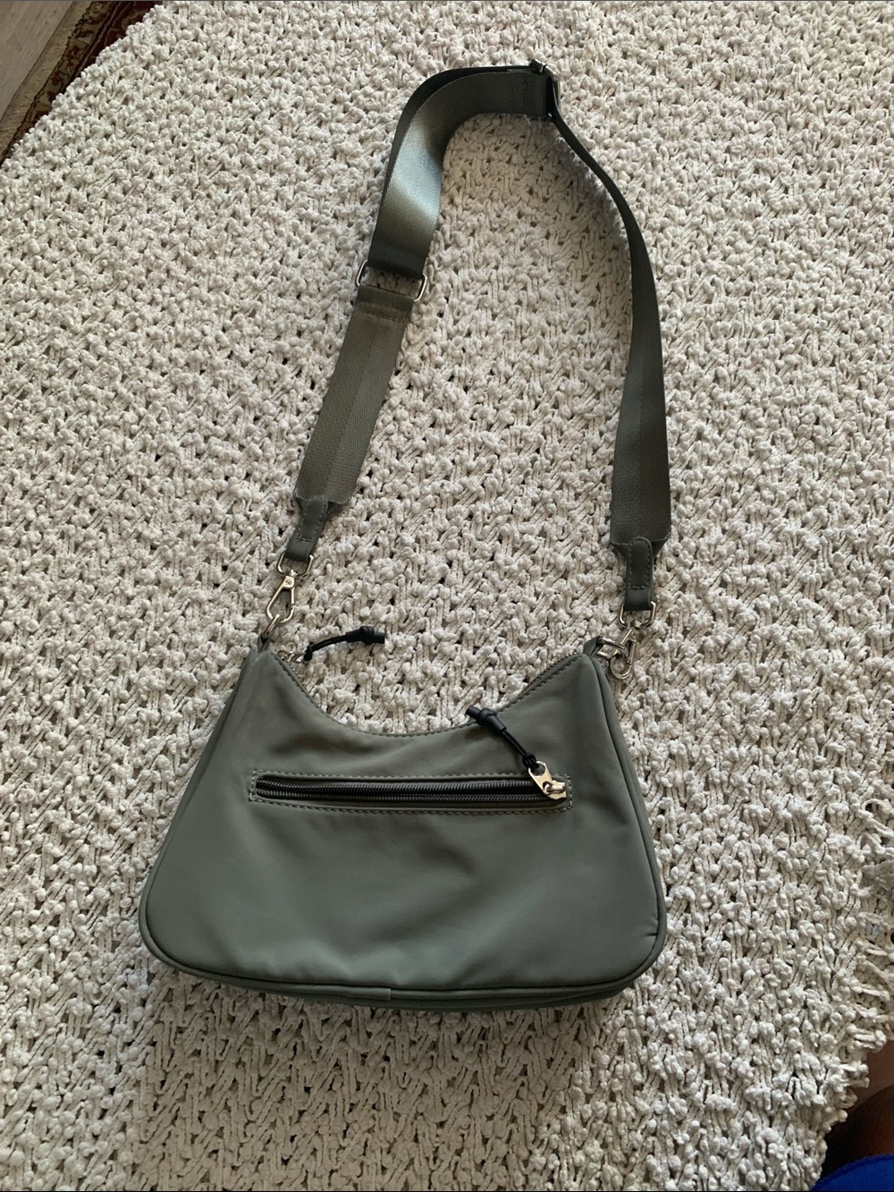 STYLUS Olive Green Shoulder Bag with Front Zip - Picture 4 of 4